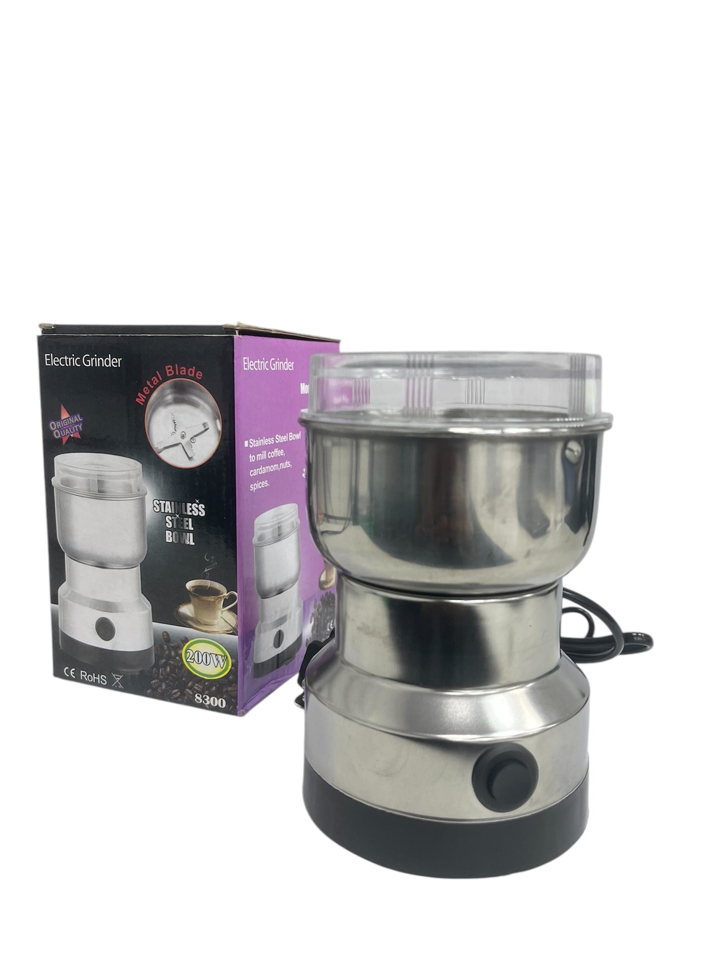 Moledor electrico para granos de café, hierbas y especias