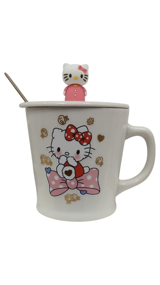 TAZA CERAMICA  DE PERSONAJE CON CUCHARA ACERO