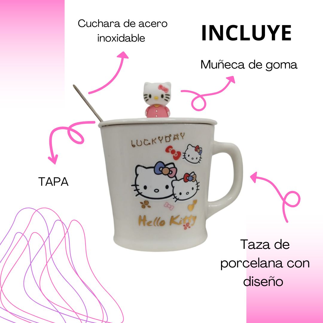 TAZA CERAMICA  DE PERSONAJE CON CUCHARA ACERO